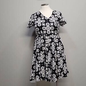 Ashro‎ Mini Dress Women Size 14 Black Babydoll Pockets Boho Cottage Fairy Grunge